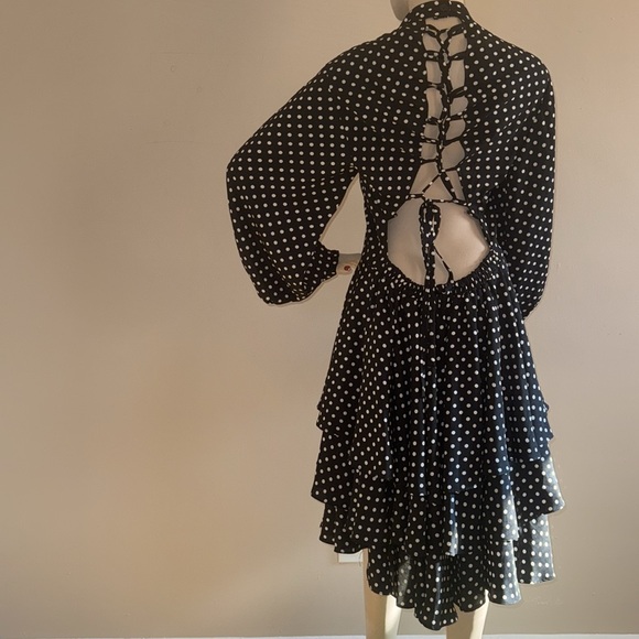 Corset Back Tiered Ruffle Polka Dot Dress - Picture 5 of 17